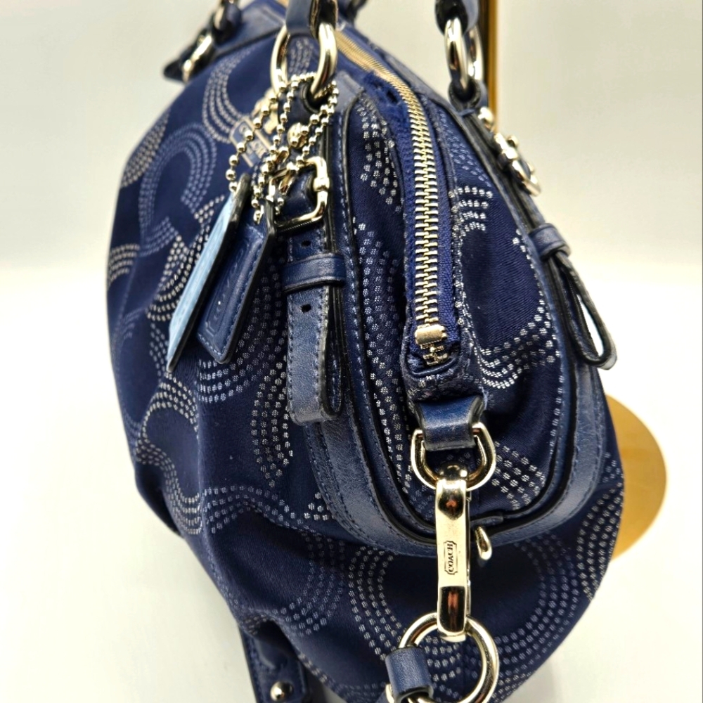 COACH Madison Sophia Satchel OP C Denim Blue Gold Hardware 2 Tags - Picture 6 of 15